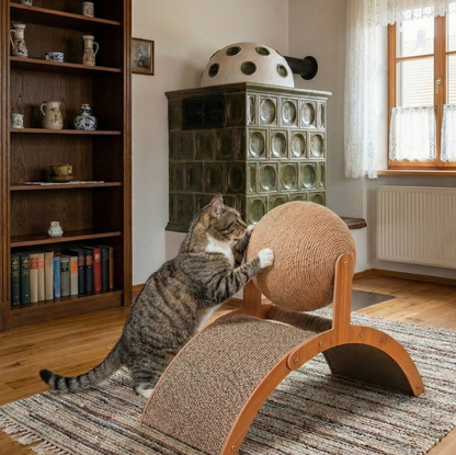 Premium 2-in-1 Kratzmöbel-Bogen mit drehbarem Sisal-Ball
