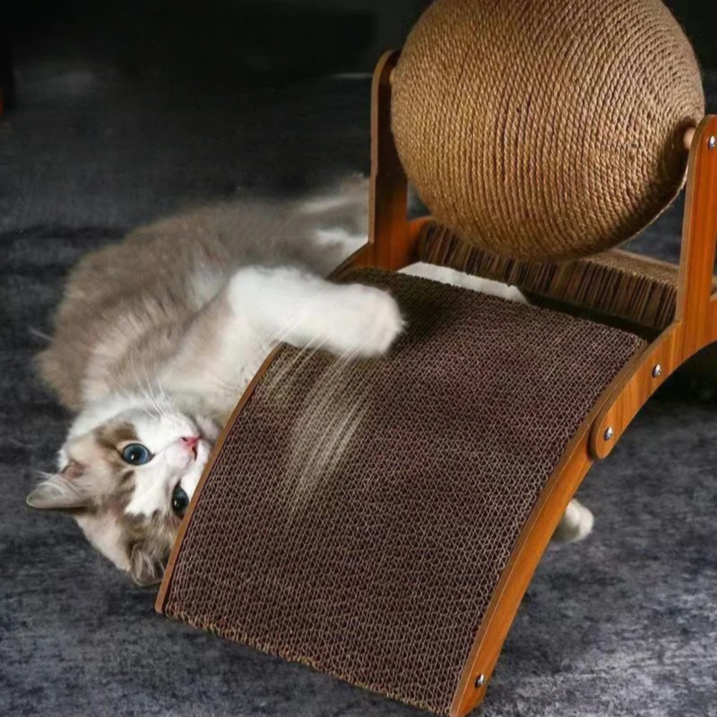 Premium 2-in-1 Kratzmöbel-Bogen mit drehbarem Sisal-Ball