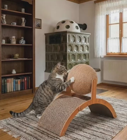 Premium 2-in-1 Kratzmöbel-Bogen mit drehbarem Sisal-Ball